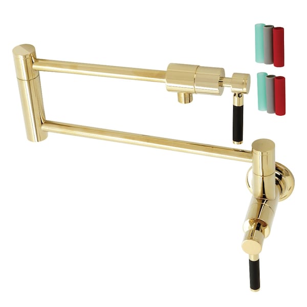 KS4102DKL Kaiser Wall Mount Pot Filler, Polished Brass